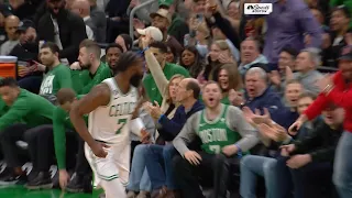 #shorts Julian Edelman gets hyped for Jaylen Brown after he drains a 3PT FG vs. Nets