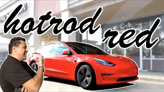 Wrapping Tesla Model 3 in His Favorite Color! *Reaction* | EVS Vlog