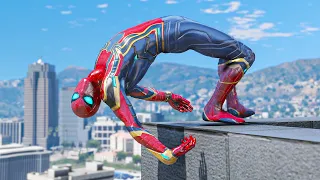 GTA 5 IRON SPIDERMAN Bike Ragdolls Compilation (Flight Jump, Car Bike Stunt, Water Ragdoll) #11