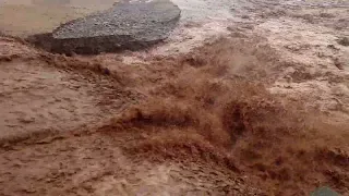 New Dawlish Seawall Stilling Basin discharging the upstream flooding.