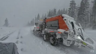 Crossing Donner Pass in a California blizzard on closed I-80 - Snow Drive 2024 - 4K