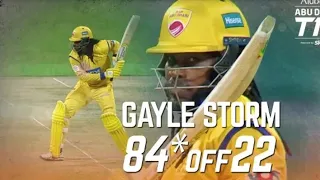 Chris Gayle Fastest Fifty||84 Runs On 22 Balls||T10 leauge