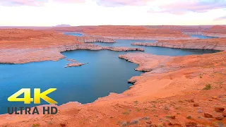 Lake Powell Arizona | Lake Shore Drive Relaxing Scenic Sunset Drive in 4K | Wahweap Marina