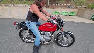 Classic 1975 HONDA CB400 FOUR RED CAFE' W/ DELKEVIC 4 INTO 1 STAINLESS EXHAUST