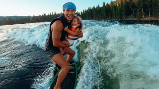 BABY SURFING IN IDAHO?? Kids and Baby River and Wake Surfing!! Road Trip Summer Routine.