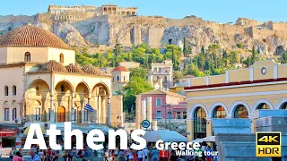 Athens, Greece 🇬🇷 - Summer Walk - 4K HDR Walking Tour