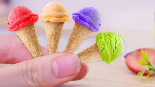 🍦Coolest Miniature Rainbow Ice Cream Decorating - Fresh Mini Fruit Ice Cream Recipe | Mini Bakery