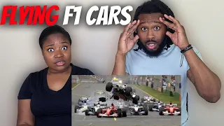 AMERICAN MOTORSPORT FANS First Time Reaction To Top 10 Flying F1 Cars! | Formula 1 Reaction