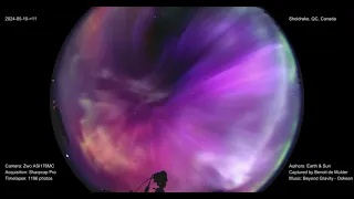 G5 Geomagnetic Storm - 360 deg view - Whole Night timelapse