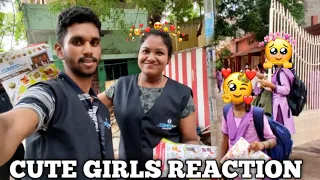 Reaction With Cute Girls 😍 | School Girls Reaction | Kadapa vlogs