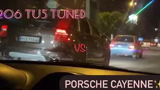 206 tu5 tuned vs porsche cayenne drag race