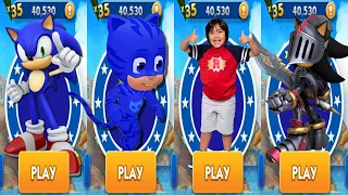 Sonic Dash vs Tag with Ryan PJ Masks Catboy New Update - All Characters Unlocked All Bosses Werehog