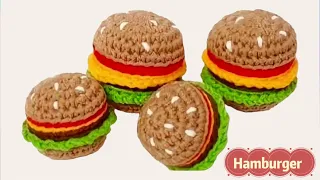 #99 - Móc bánh Hamburger 🍔 bằng len/ Ngọc Thanh Handmade 💕| Hook the Hamburger with wool?