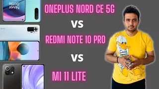 Mi 11 Lite vs Redmi Note 10 Pro vs OnePlus Nord CE 5G | Specifications & Price Compared