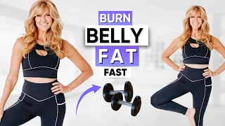 10-Min Burn Belly Fat Workout! Standing Abs With Dumbbell Weights!