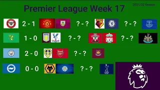 Premier League Predictions Week 17 2021/22 Season