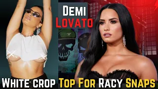 Demi Lovato flashes underboob white crop top for racy snaps