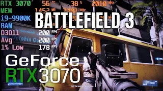 Battlefield 3 RTX 3070 OC with i9-9900K FPS Benchmark 1080p/4K in 2020