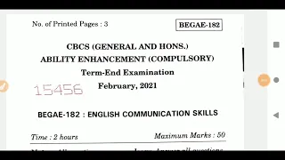 BEGAE 182 English Communication Skills Important Questions paper Feb 2021 New Latest update IGNOU.