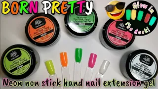 @bornprettyofficial Neon non stick solid extension builder gel | Glow in the dark luminous nails