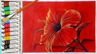 Hibiscus flower painting easy acrylic painting tutorial for beginners floral painting