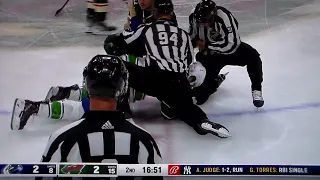 NHL hockey fight - Brandon Duhaime(Wild) vs. Riley Stillman(Canucks)