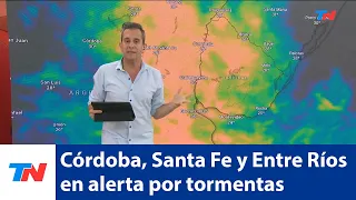 Alerta naranja en Córdoba, Santa Fe y Entre Ríos por tormentas fuertes