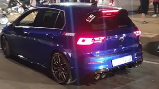 Golf 8 R Akrapovic exhaust VS Golf 8 GTI🔥🏁. the R line slacked abit at the end 😅