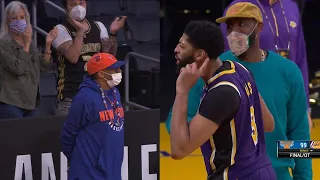 Anthony Davis and LeBron James trolling Spike Lee 🤭 Lakers vs Knicks
