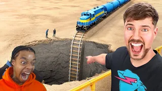 FlightReacts To MrBeast Train Vs Giant Pit!