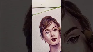 Emily in Paris watercolor portrait ASMR #art #speedpaint #foryou #shorts #asmr #emilyinparis #асмр