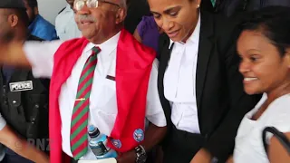 Sitiveni Rabuka leaving High Court in Suva