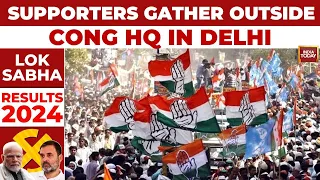 Result Day Updates: Supporters Gather Outside Congress Headquarters | Cong Supporters High On Spirit