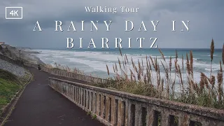 🇫🇷 A rainy day in Biarritz - Basque Country / France - Walking Tour (4k UHD)