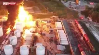 Пожар под Киевом на нефтебазе.  Видео с беспилотника.