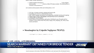 Search Warrant Obtained for Bridge Tender in Death Investigation
