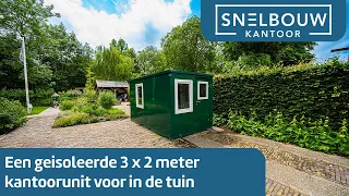 Ingericht tuinkantoor groen 3 x 2 meter