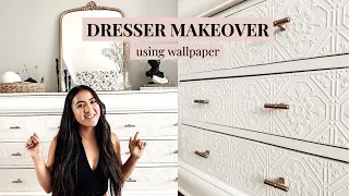 DRESSER MAKEOVER DIY with Wallpaper!