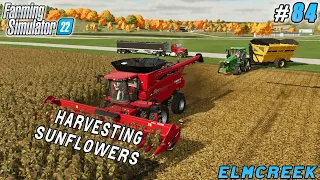 Placing silage bales under a shed, harvesting sunflowers | Elmcreek | Farming simulator 22 | ep #84