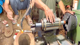 Amazing process of making Lathe Machine Boring and Cutting tip corborate tool on lathe & gas welding