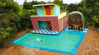 Build Mud Resort And Swimming Pool With Beautiful Bamboo Hut (part end)