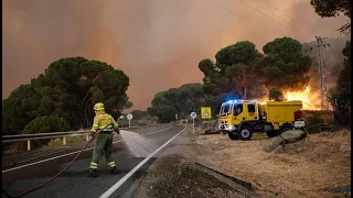 Italian firefighters battle wildfires from the sky with the help of Canadair planes and helicopters