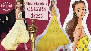 How to draw dresses: Alicia Vikander at the OSCARS | FULL FASHION DRAWING TUTORIAL| Justine Leconte