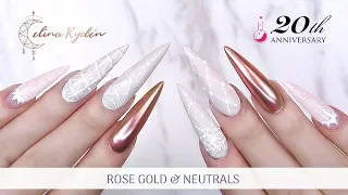 TUTORIAL | ROSE GOLD CHROME AND NEUTRALS | LIGHT ELEGANCE SPRING COLLECTION 2019| STILETTO GEL NAILS