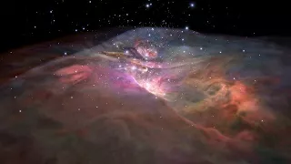 Flight through Orion Nebula in visible light