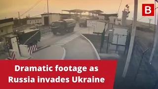Dramatic footage as Russian tanks roll into Ukraine | War begins in Europe as Ukrainians flee cities