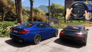 Forza Horizon 5 - BMW M5 F90 & Mercedes-AMG GT63 S 4-Door | Steering Wheel Gameplay (Ft. DIZEUUL)