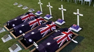 The military funeral service for the crew of RAAF Beaufort Bomber A9-217