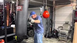 Jerry Evans at 76 years old hitting heavy bag.