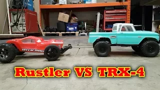 Traxxas Rustler VS TRX-4 Tug of war and Burnout FAIL